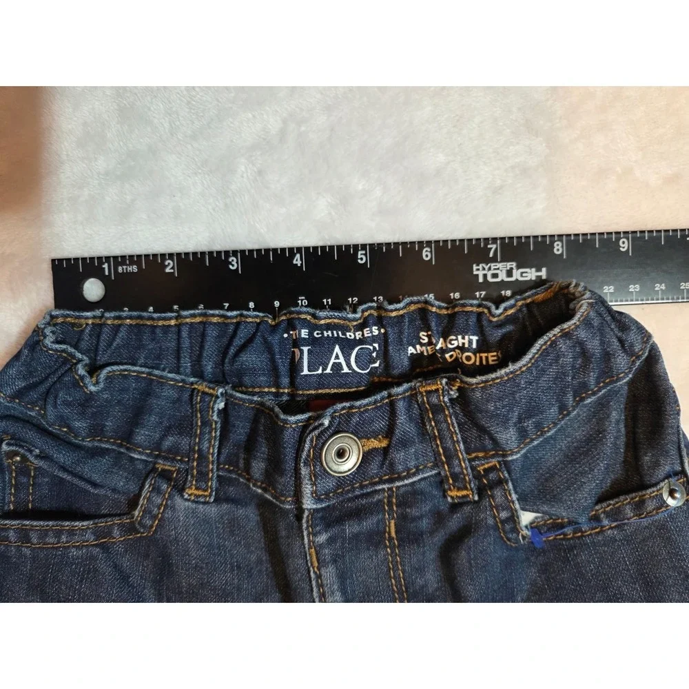 308 The Children's Place Boys Girls Jeans Size 4T Straight Leg Dark Wash Elastic